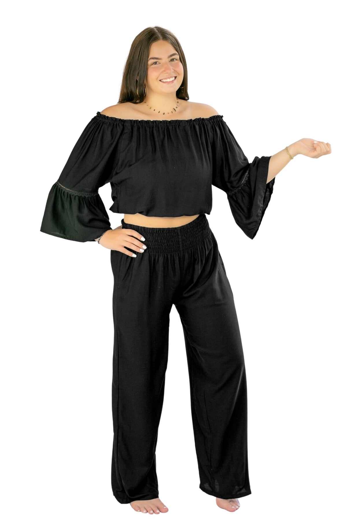 The Key to Wearing a Loose Top with Wide Leg Pants - Sunsets and