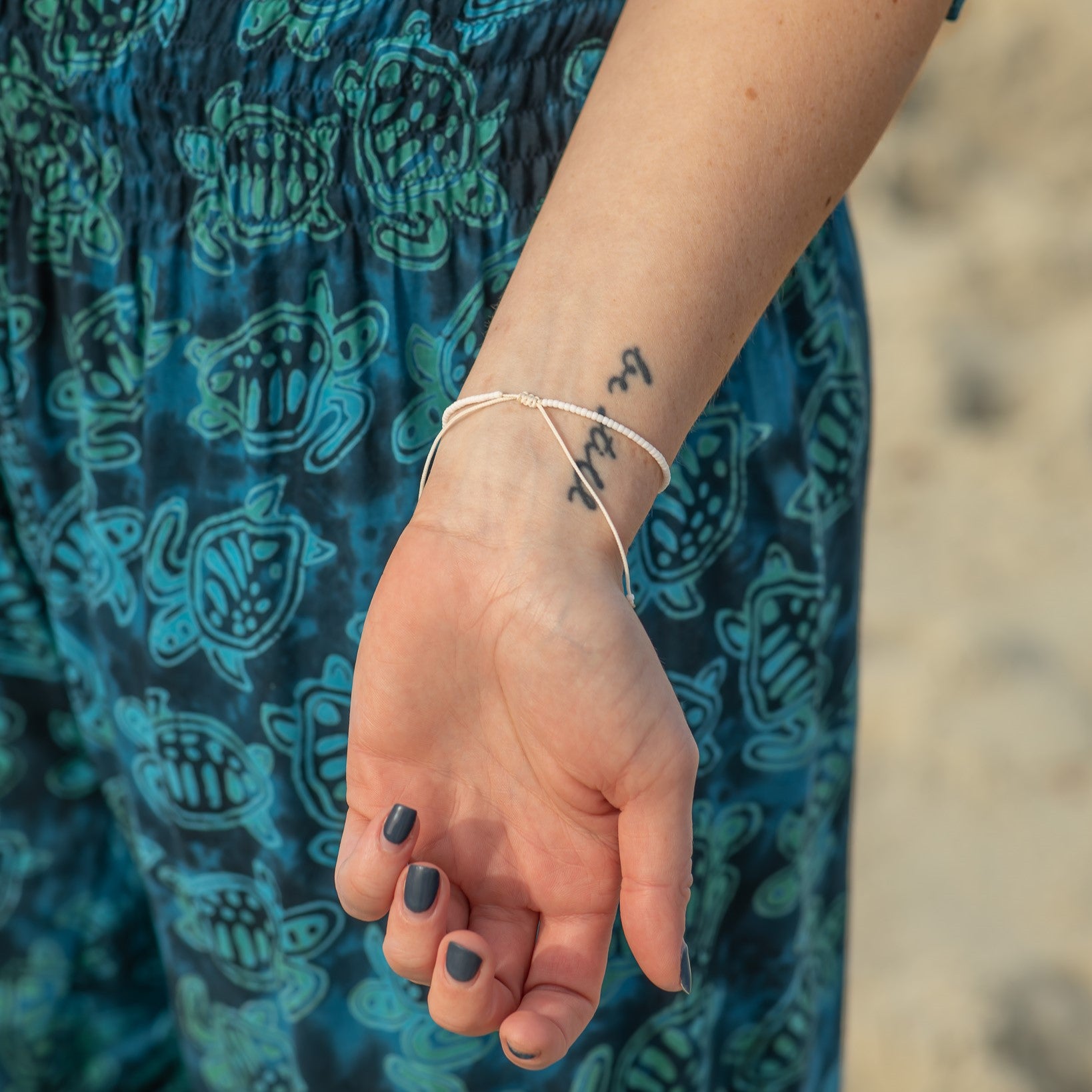 All White Beaded String bracelet