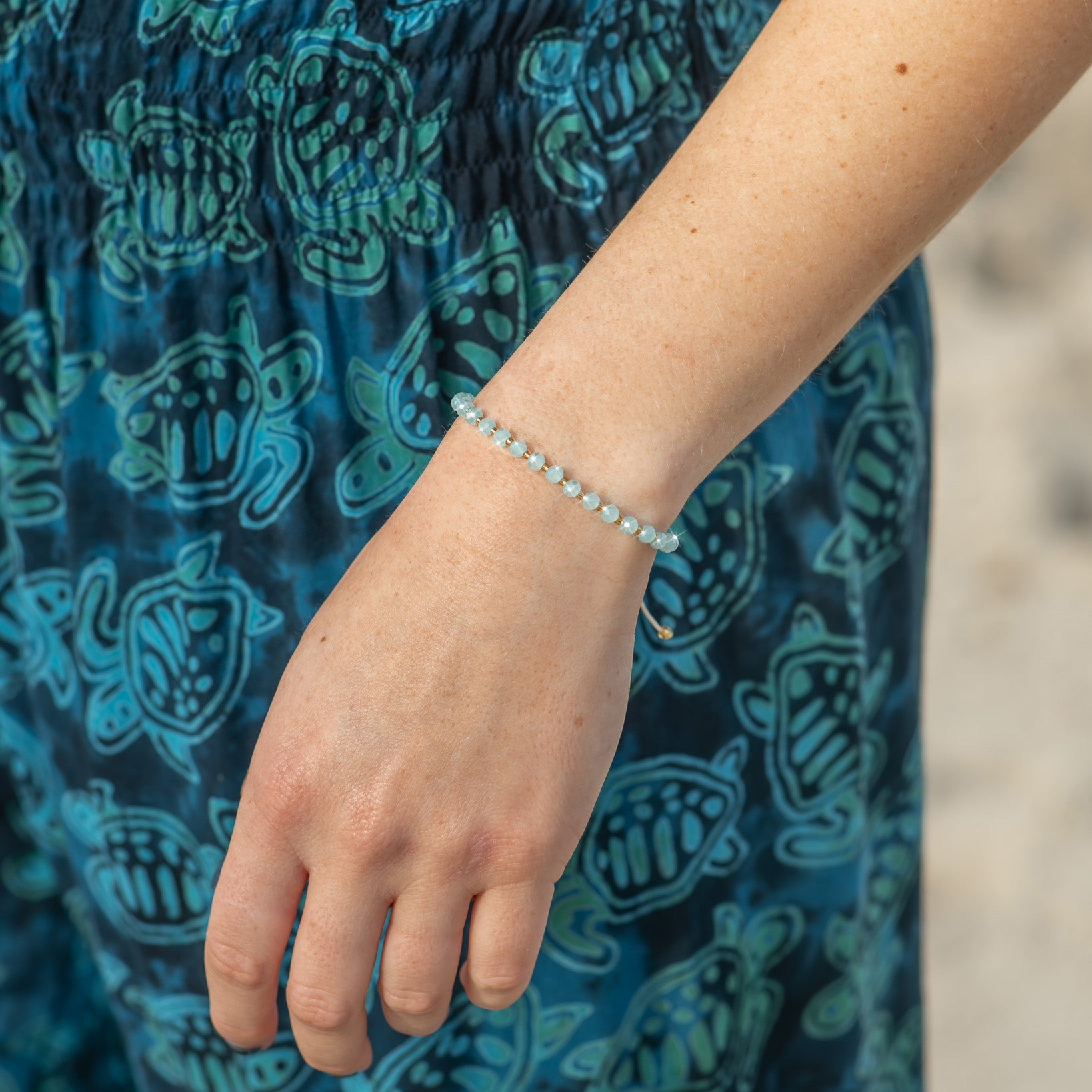 Aqua Horizon Beaded String Bracelet