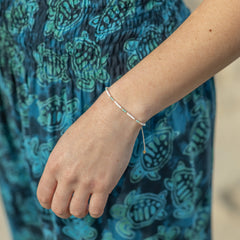 Aqua and White Beaded String Bracelet