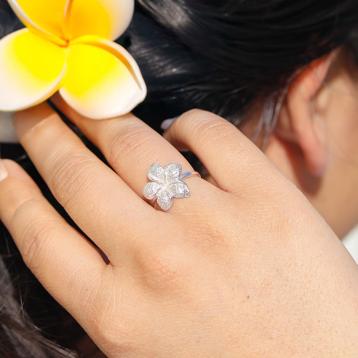 Big Plumeria Flower Ring