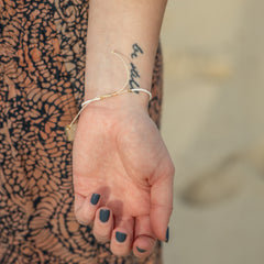 White and Gold Beaded String Bracelet