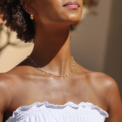 Yellow Quartz Crystal Chain Choker Gold